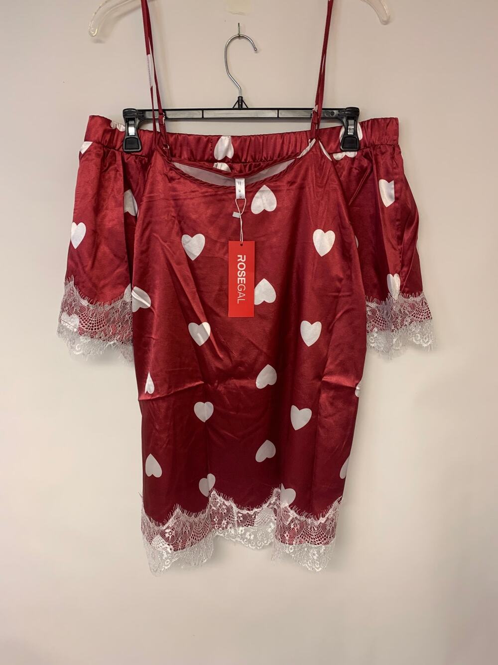RoseGal PJ Set Lace Red Hearts Romantic Delicate Loungewear NWT Womens SZ 2X